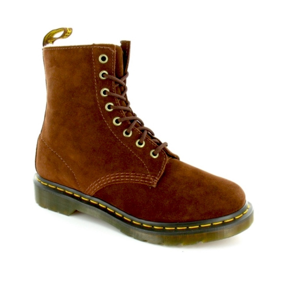 DR MARTENS Serena Womens Hi Brown Suede Lace-up Ankle Boots